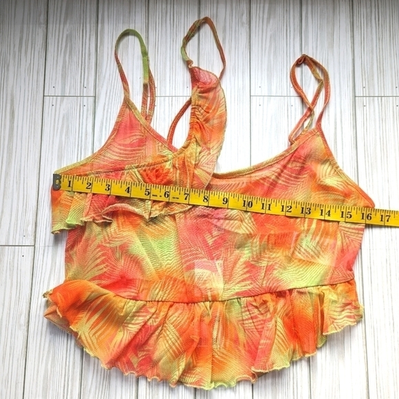 Urban Outfitters Asymmetrical Tropical Ruffle Cami in Orange and Green Sz Lg NWT - Picture 6 of 10